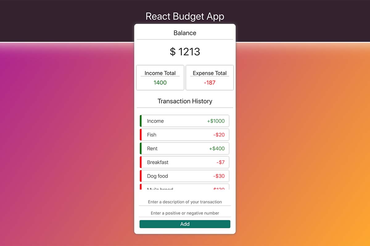 React Budget App